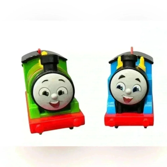 Two Fisher Price Motorized Thomas the Train Trains- Thomas w/ Car & Percy - Picture 1 of 7